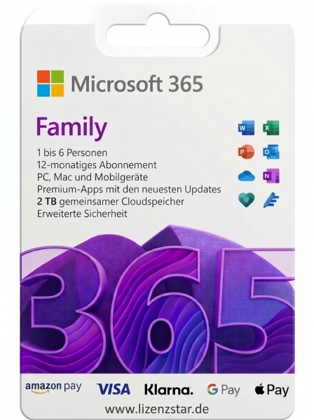 Microsoft Office 365 Family | für PC/Mac/Mobilgeräte